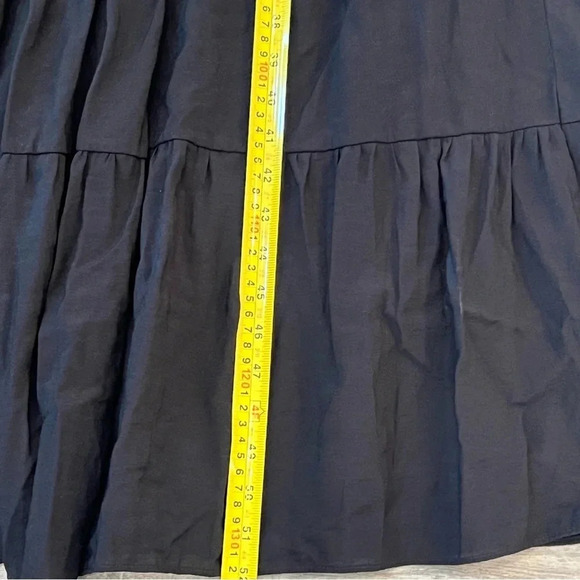 La Ven Women's Tiered Maxi Dress Size Medium Black Flutter Sleeves Boho Tie Neck - Picture 7 of 9